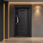 درب ضد سرقت روکش فلزی مدل دوقاب حصیری مشکی - Image 3