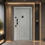 درب ضد سرقت روکش فلزی مدل دو قاب حصیری سفید - Image 3